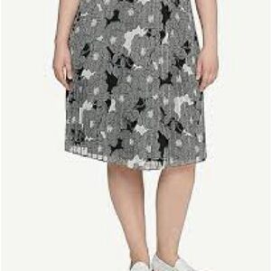 Tommy Hilfiger Black and White Floral Midi Skirt